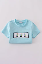 Blue sailboats embroidery smocked shorts set - ARIA KIDS