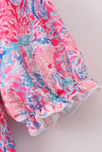 Pink coral reef smocked ruffle dress - ARIA KIDS