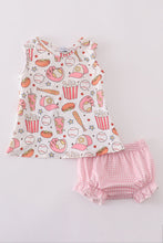 Pink baseball print gingham bloomer set - ARIA KIDS