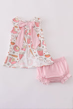 Pink baseball print gingham bloomer set - ARIA KIDS