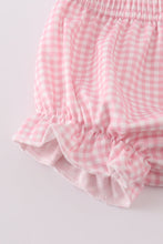 Pink baseball print gingham bloomer set - ARIA KIDS