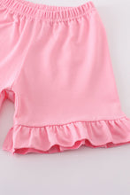 Blue character embroidery gingham ruffle shorts set - ARIA KIDS