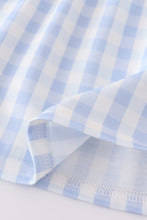 Blue character embroidery gingham ruffle shorts set - ARIA KIDS