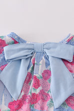 Blue floral bow print bloomer set - ARIA KIDS
