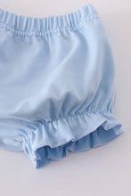 Blue floral bow print bloomer set - ARIA KIDS