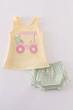 Yellow golf cart applique gingham bloomer set - ARIA KIDS