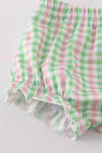 Yellow golf cart applique gingham bloomer set - ARIA KIDS