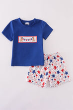 Blue puppy star embroidery shorts set - ARIA KIDS