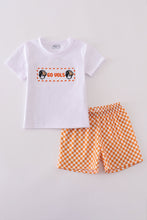 Orange Tennessee GO VOLS embroidery smocked checkered shorts set - ARIA KIDS