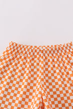 Orange Tennessee GO VOLS embroidery smocked checkered shorts set - ARIA KIDS