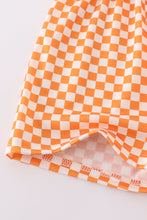 Orange Tennessee GO VOLS embroidery smocked checkered shorts set - ARIA KIDS