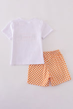 Orange Tennessee GO VOLS embroidery smocked checkered shorts set - ARIA KIDS