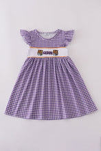 Purple gold LSU geaux embroidery smocked dress - ARIA KIDS