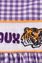 Purple gold LSU geaux embroidery smocked dress - ARIA KIDS