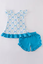 Blue floral bow tie shorts set - ARIA KIDS