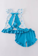 Blue floral bow tie shorts set - ARIA KIDS