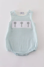Green farm windmill embroidery gingham bubble - ARIA KIDS