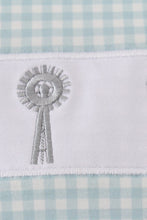 Green farm windmill embroidery gingham bubble - ARIA KIDS