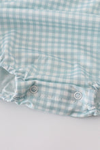Green farm windmill embroidery gingham bubble - ARIA KIDS