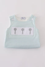 Green farm windmill embroidery gingham bubble - ARIA KIDS