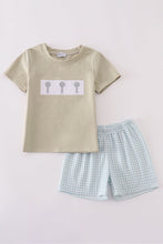 Green farm windmill embroidery shorts set - ARIA KIDS