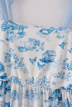 Blue farm print mom dress - ARIA KIDS