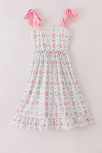 Tea floral bow ruffle women dress - ARIA KIDS