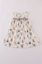 Grey zoo animal print ruffle dress - ARIA KIDS