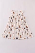 Grey zoo animal print ruffle dress - ARIA KIDS