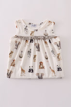 Grey zoo animal print ruffle dress - ARIA KIDS