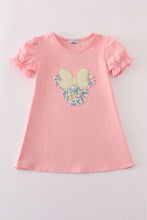 Pink floral character applique dress - ARIA KIDS