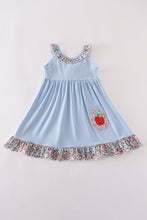 Blue apple floral applique ruffle dress - ARIA KIDS