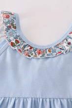 Blue apple floral applique ruffle dress - ARIA KIDS