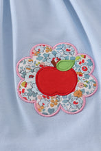 Blue apple floral applique ruffle dress - ARIA KIDS