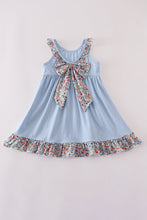 Blue apple floral applique ruffle dress - ARIA KIDS