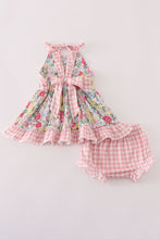 Pink floral bow ruffle bloomer set - ARIA KIDS