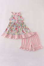 Pink floral bow ruffle shorts set - ARIA KIDS