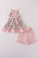 Pink floral bow ruffle shorts set - ARIA KIDS
