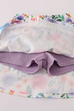 Purple floral bow applique active skorts set - ARIA KIDS