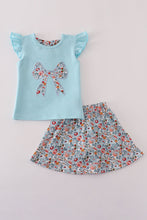 Blue floral bow applique active skorts set - ARIA KIDS