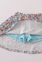 Blue floral bow applique active skorts set - ARIA KIDS