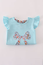 Blue floral bow applique active skorts set - ARIA KIDS