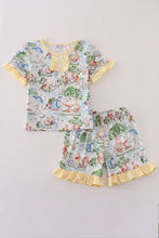 Yellow character print ruffle shorts set - ARIA KIDS