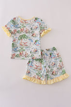 Yellow character print ruffle shorts set - ARIA KIDS