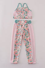 Pink floral print 2pc active tank legging set - ARIA KIDS