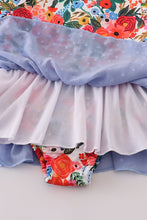 Blue floral swiss dot leotard - ARIA KIDS