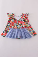 Blue floral swiss dot leotard - ARIA KIDS