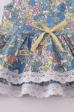 Blue floral lace ruffle leotard - ARIA KIDS