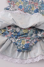 Blue floral lace ruffle leotard - ARIA KIDS