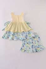 Yellow floral character applique shorts set - ARIA KIDS